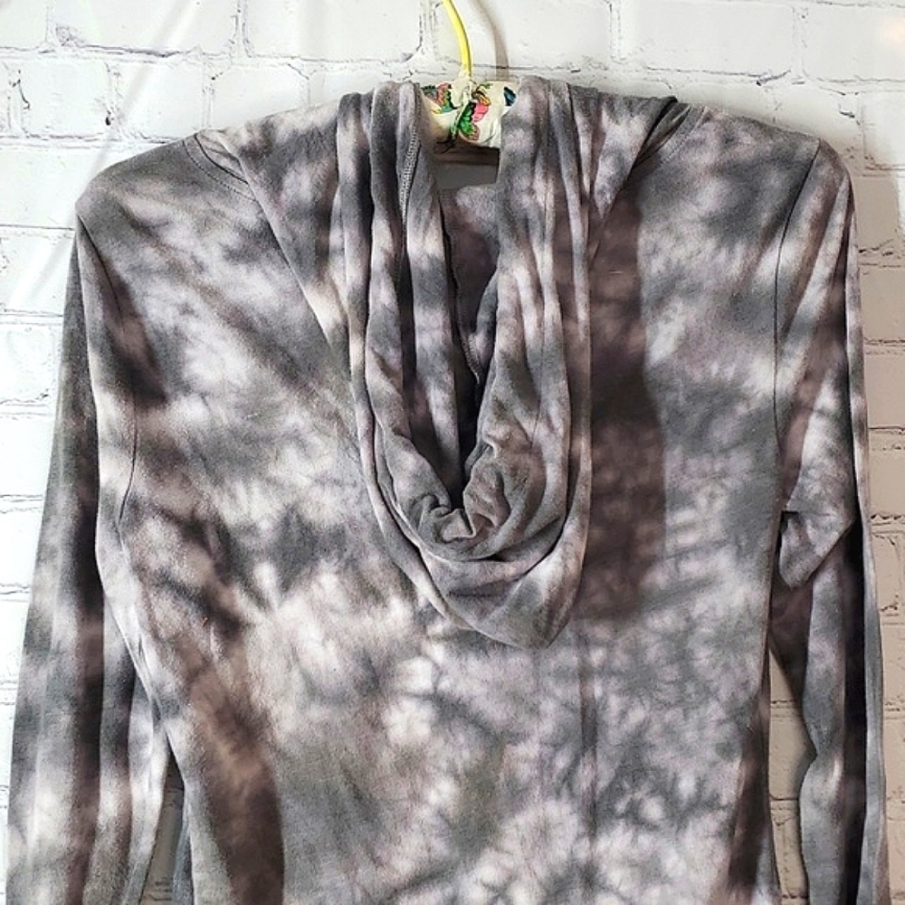 2012 Victoria's Secret PINK Gray & White Tie-Dye Full Zip Hoodie Womens Size XS - Picture 12 of 17